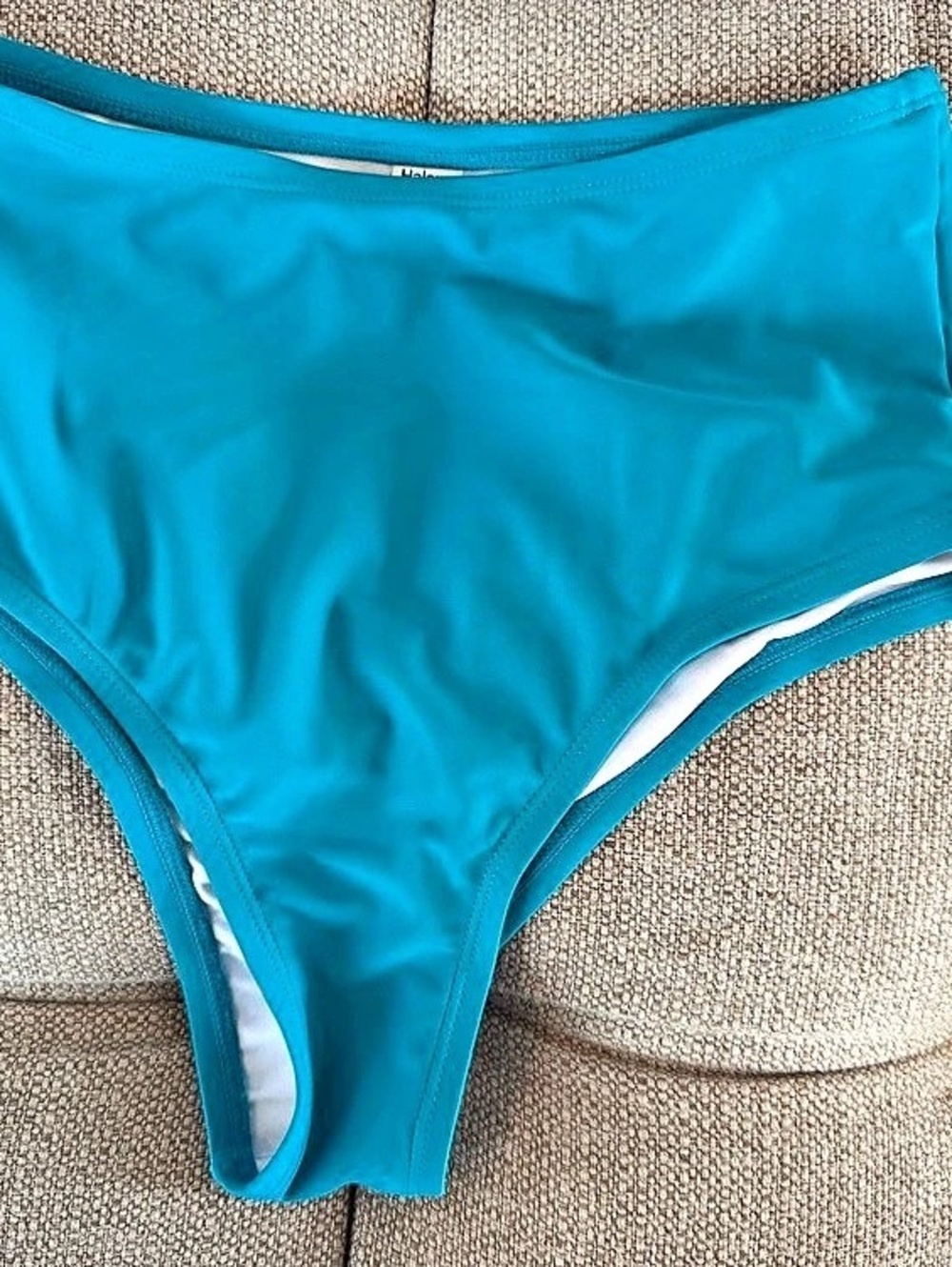 Halara High Waisted Hi-Rise Cut Leg Blue Bikini Bottom Swimsuit NEW Small S